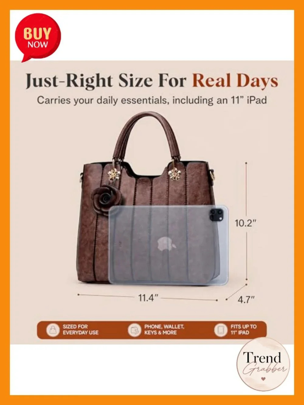 Medium Vegan Leather Satchel Tote 3-Way Bag Crossbody Shoulder